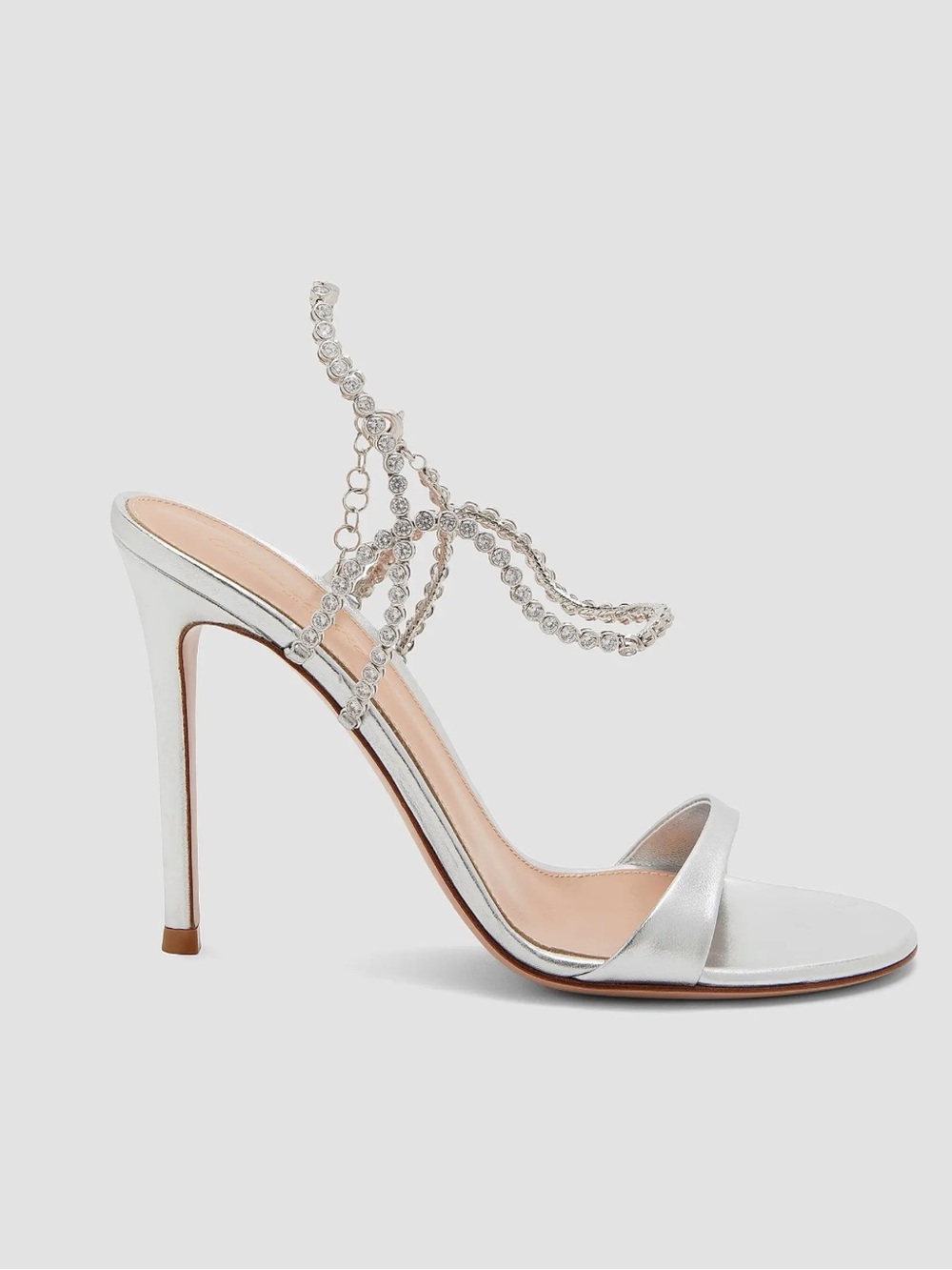 Gianvito Rossi 105MM Embellished Metallic Leather Sandals (39)